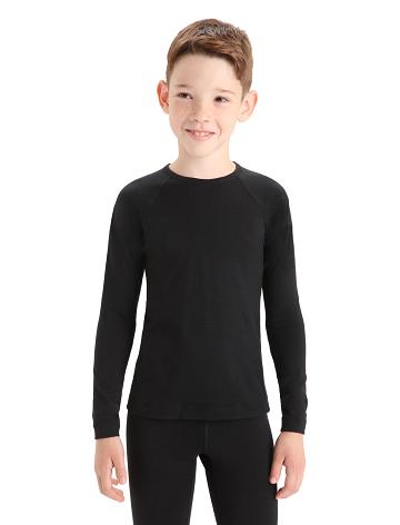 Dětské Long Sleeve Icebreaker Merino 200 Oasis Crewe Thermal Top Černé | CZ 1002WNBY